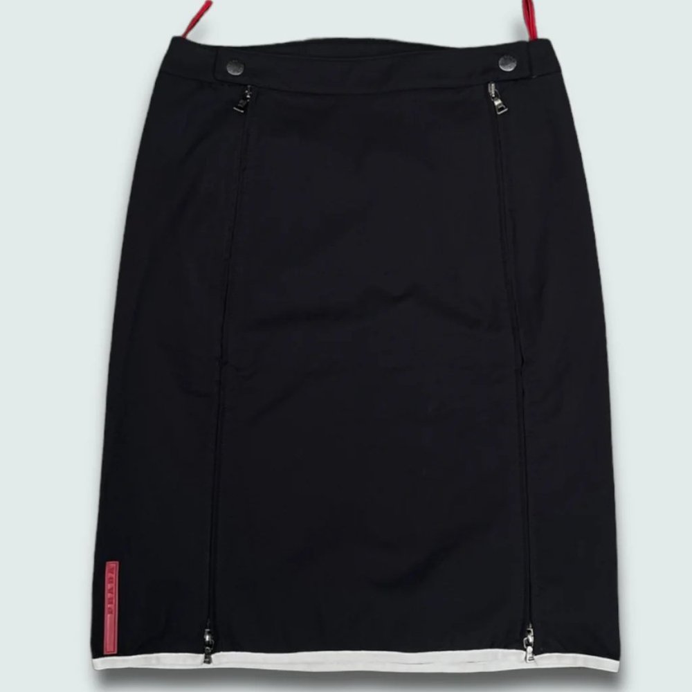 Prada Sport 00s double zipper nylon skirt in Black